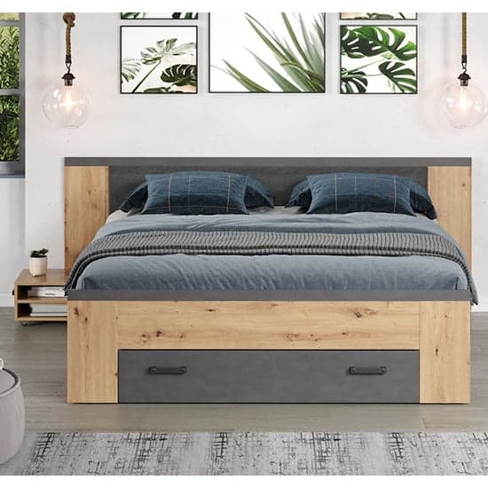 Fero Wooden King Size Bed With Storage In Artisan Oak Matera_2