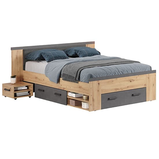 Fero Wooden King Size Bed With Storage In Artisan Oak Matera_3