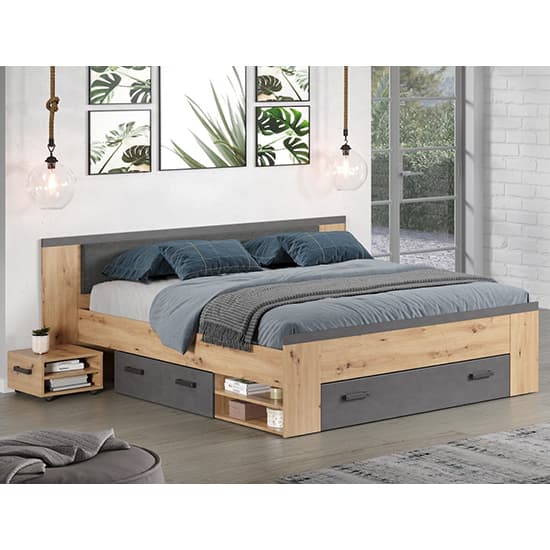 Fero Wooden King Size Bed With Storage In Artisan Oak Matera_1