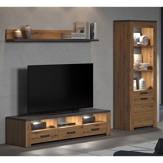 Fero Living Furniture Set In Artisan Oak And Matera With LED_2