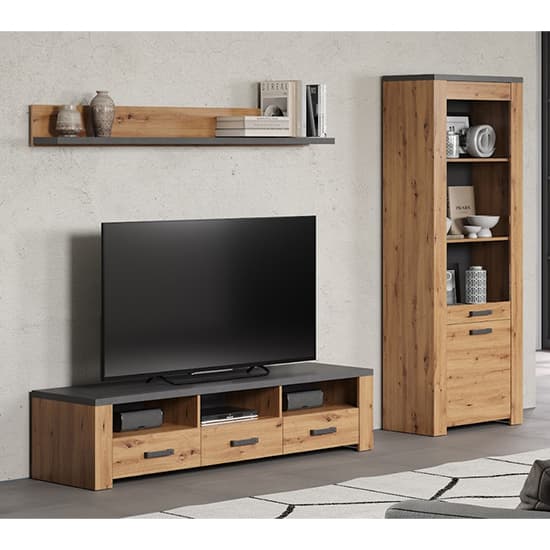 Fero Living Furniture Set In Artisan Oak And Matera With LED_4