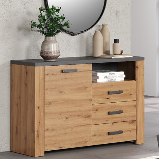 Fero Sideboard With 1 Door 3 Drawers In Artisan Oak With LED_3