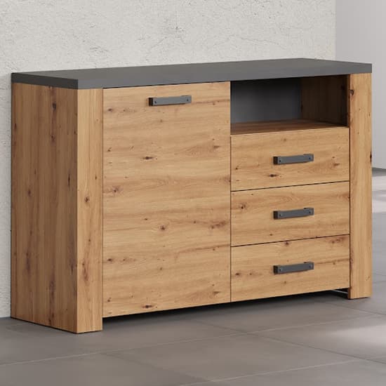 Fero Sideboard With 1 Door 3 Drawers In Artisan Oak With LED_5