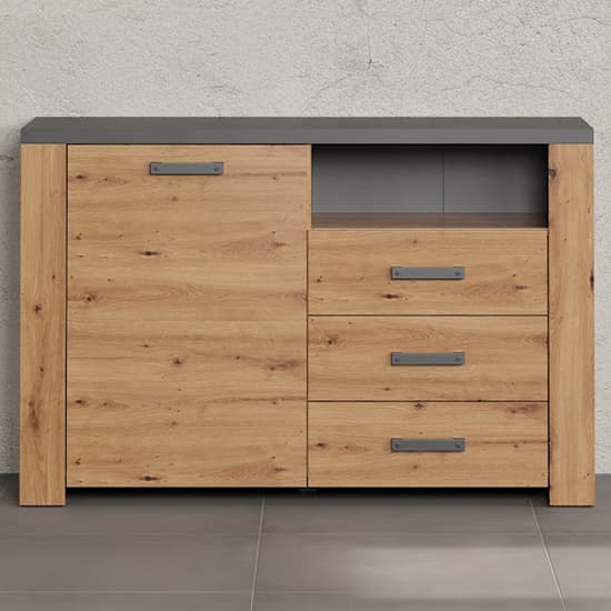 Fero Sideboard With 1 Door 3 Drawers In Artisan Oak With LED_6