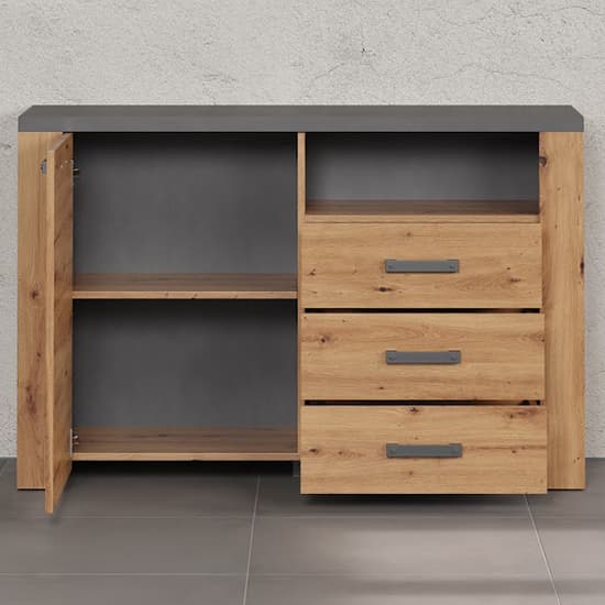 Fero Sideboard With 1 Door 3 Drawers In Artisan Oak With LED_7
