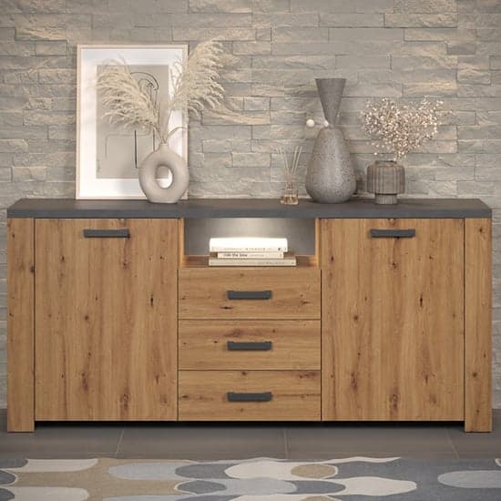 Fero Sideboard With 2 Doors 3 Drawers In Artisan Oak With LED_2