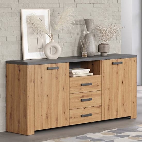 Fero Sideboard With 2 Doors 3 Drawers In Artisan Oak With LED_3