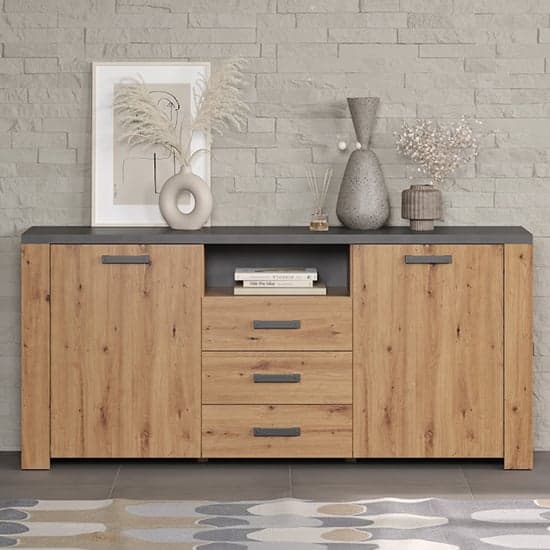 Fero Sideboard With 2 Doors 3 Drawers In Artisan Oak With LED_4