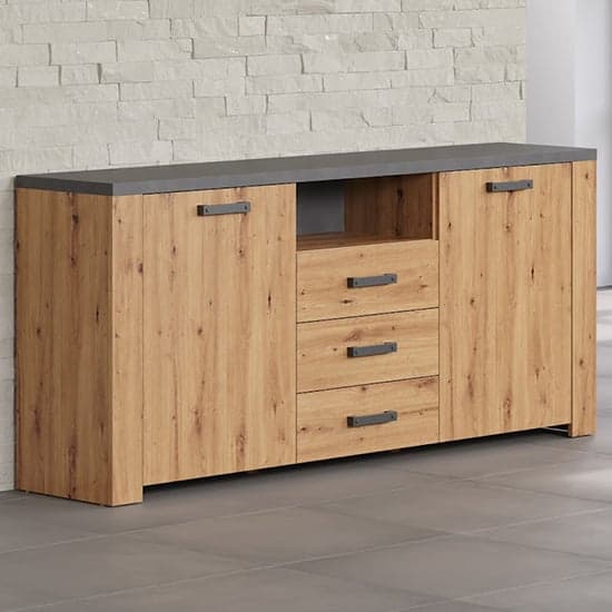 Fero Sideboard With 2 Doors 3 Drawers In Artisan Oak With LED_5