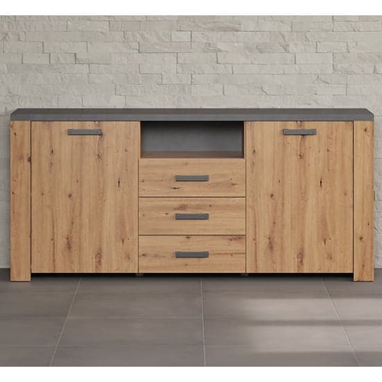 Fero Sideboard With 2 Doors 3 Drawers In Artisan Oak With LED_6