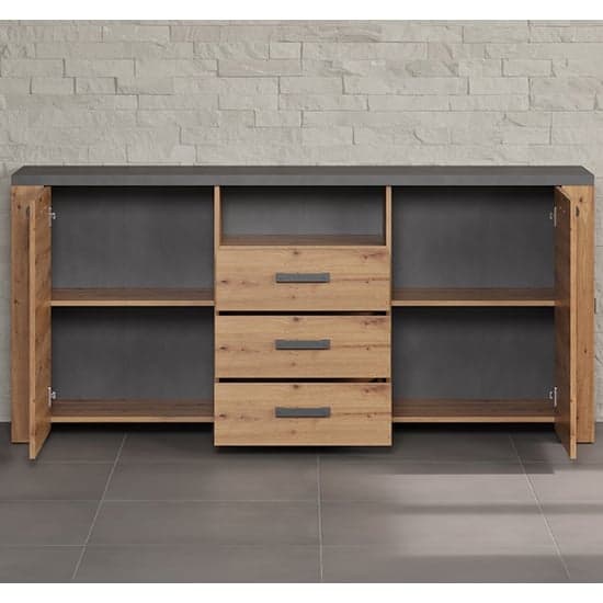 Fero Sideboard With 2 Doors 3 Drawers In Artisan Oak With LED_7
