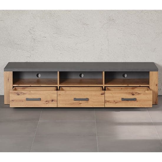 Fero TV Stand With 3 Drawers In Artisan Oak And Matera With LED_5