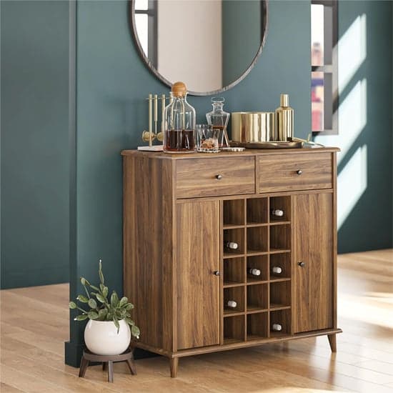 Ferris Wooden Bar Cabinet With 2 Doors 2 Drawers In Walnut_3