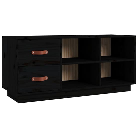 Ferrol Pinewood Shoe Storage Bench With 2 Drawers In Black_3