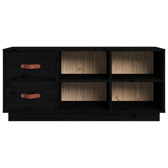 Ferrol Pinewood Shoe Storage Bench With 2 Drawers In Black_4