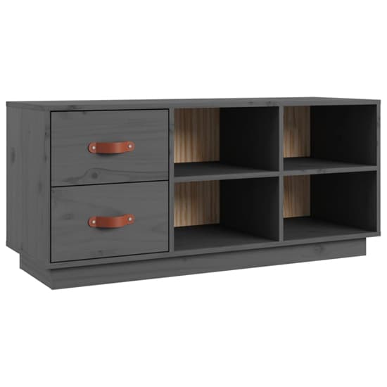 Ferrol Pinewood Shoe Storage Bench With 2 Drawers In Grey_3