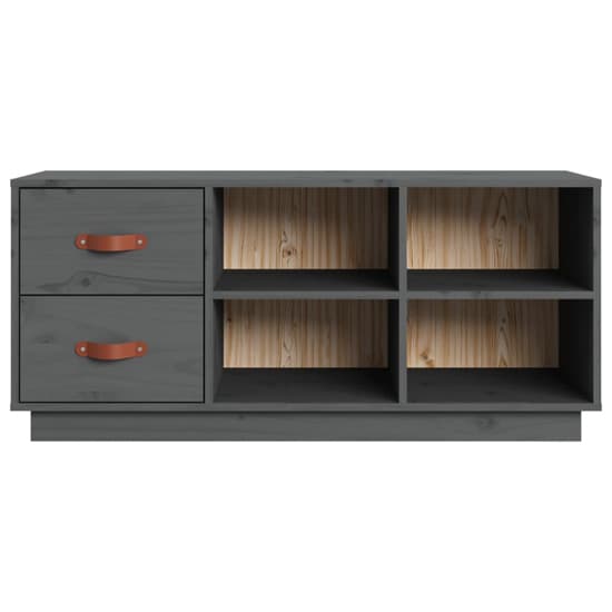 Ferrol Pinewood Shoe Storage Bench With 2 Drawers In Grey_4