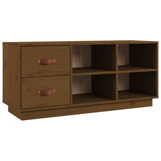 Ferrol Pinewood Shoe Storage Bench With 2 Drawers In Honey Brown_3