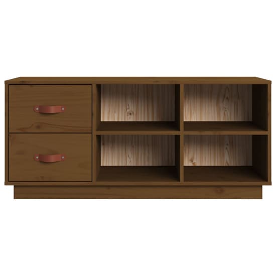 Ferrol Pinewood Shoe Storage Bench With 2 Drawers In Honey Brown_4