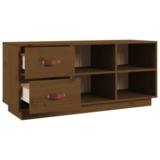Ferrol Pinewood Shoe Storage Bench With 2 Drawers In Honey Brown_5