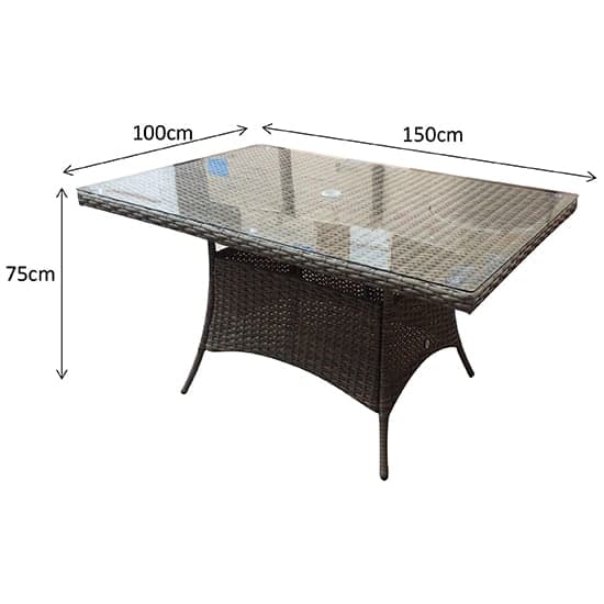 Fetsa Outdoor Rectangular 150cm Dining Table In Brown Weave_2