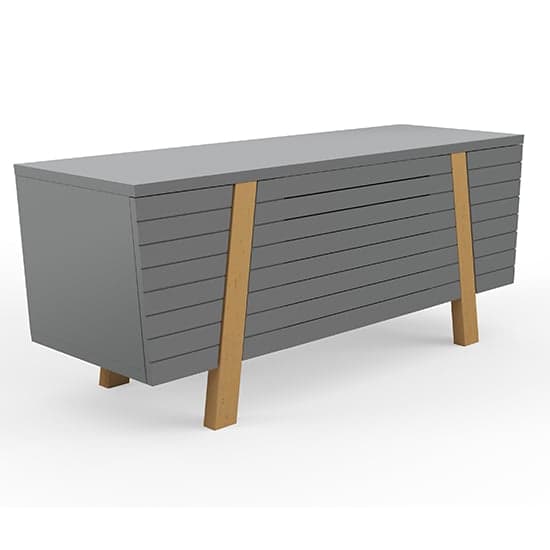Fiditi Wooden TV Stand With 3 Doors In Oak And Grey_2