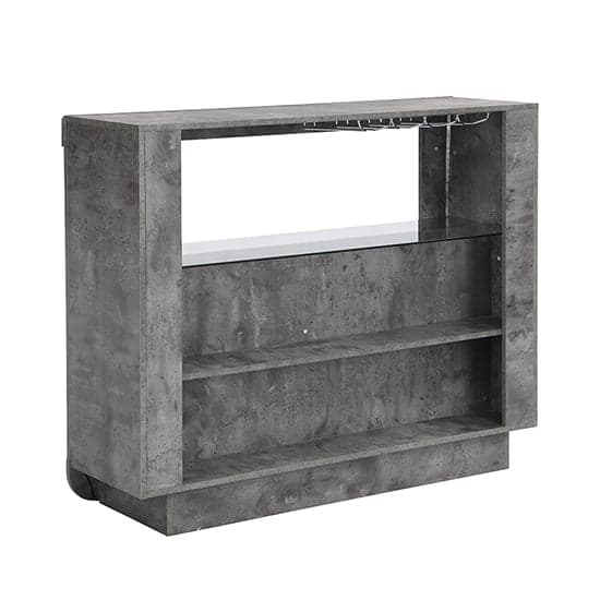 Fiesta Wooden Bar Table Unit In Concrete Effect With LED Lights_2