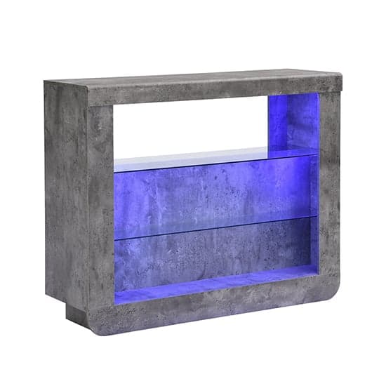 Fiesta Wooden Bar Table Unit In Concrete Effect With LED Lights_3