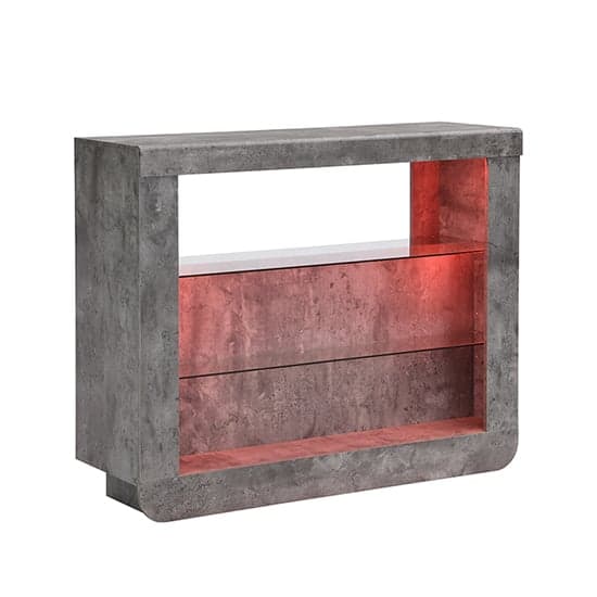 Fiesta Wooden Bar Table Unit In Concrete Effect With LED Lights_4