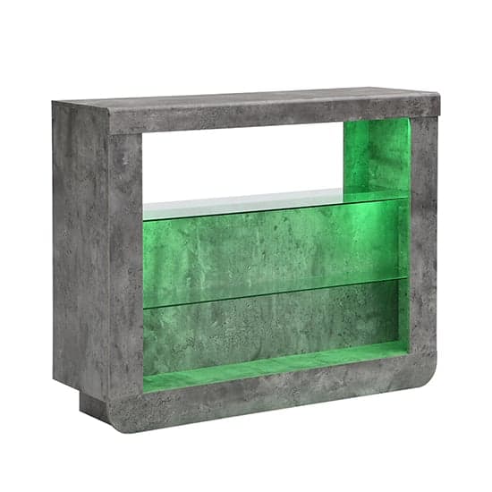 Fiesta Wooden Bar Table Unit In Concrete Effect With LED Lights_5