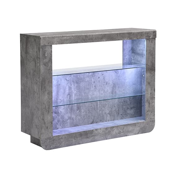 Fiesta Wooden Bar Table Unit In Concrete Effect With LED Lights_6