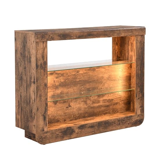Fiesta Wooden Bar Table Unit In Rustic Oak With LED Lights_3