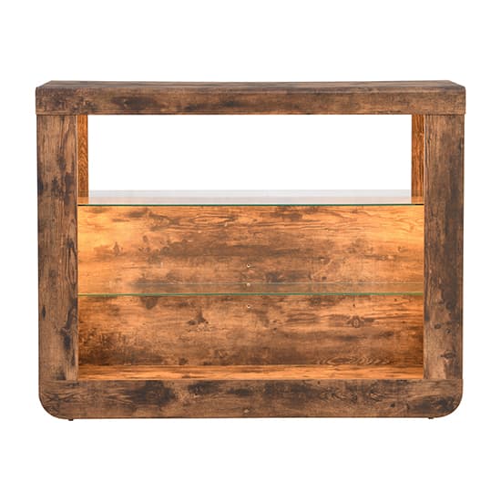 Fiesta Wooden Bar Table Unit In Rustic Oak With LED Lights_4