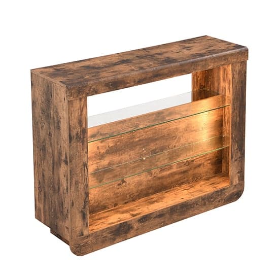 Fiesta Wooden Bar Table Unit In Rustic Oak With LED Lights_5