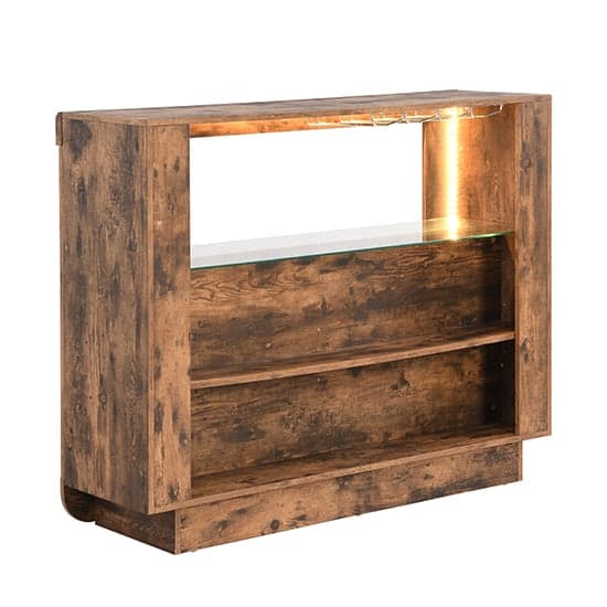 Fiesta Wooden Bar Table Unit In Rustic Oak With LED Lights_6