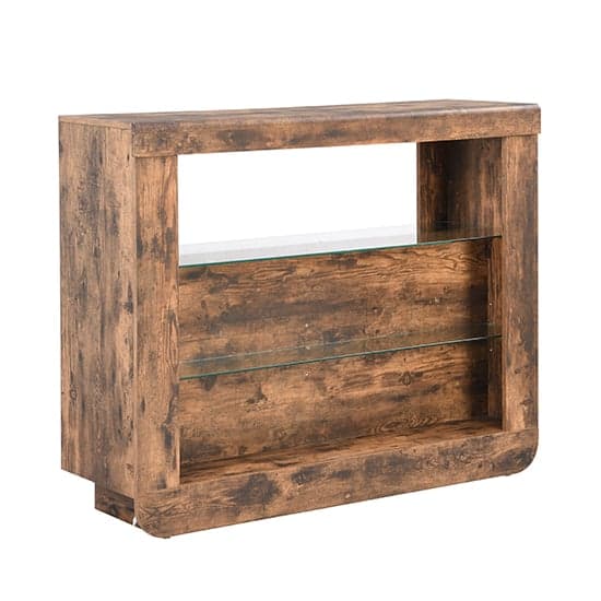 Fiesta Wooden Bar Table Unit In Rustic Oak With LED Lights_7