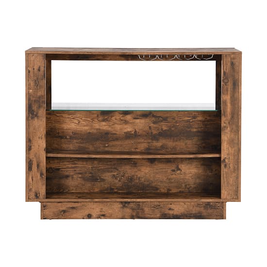 Fiesta Wooden Bar Table Unit In Rustic Oak With LED Lights_8