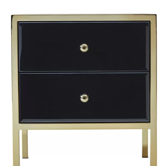 Finback Black Glass Bedside Cabinet With Gold Frame_4
