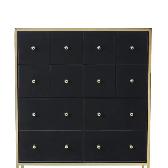 Finback Black Glass Chest Of 12 Drawers With Gold Frame_3