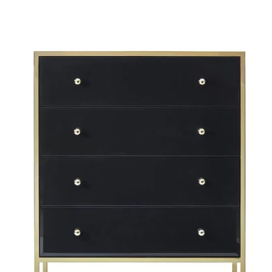 Finback Black Glass Chest Of 4 Drawers With Gold Frame_3