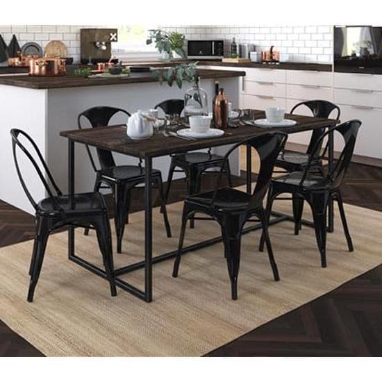 Finns Black Metal Dining Chairs In Pair Furniture in Fashion