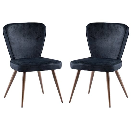 Finn Black Velvet Fabric Dining Chairs In Pair_1