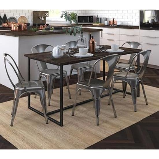 Fowey Grey Metal Dining Chairs In Pair_2