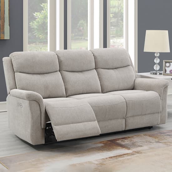 Fiona Fabric Electric Recliner 2 + 3 Seater Sofa Set In Beige_3