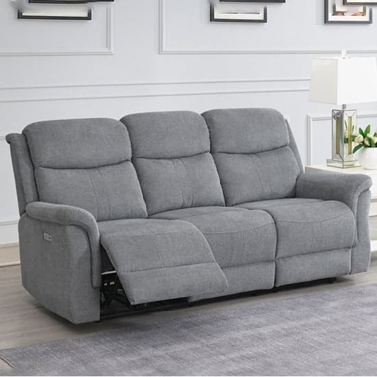Fiona Fabric Electric Recliner 2 + 3 Seater Sofa Set In Grey_3