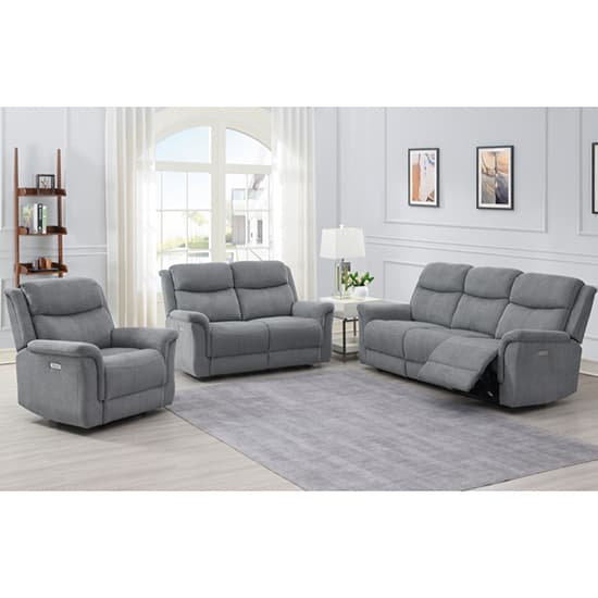 Fiona Fabric Electric Recliner 2 Seater Sofa In Grey_2