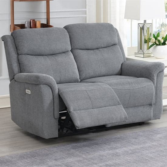 Fiona Fabric Electric Recliner 2 Seater Sofa In Grey_1