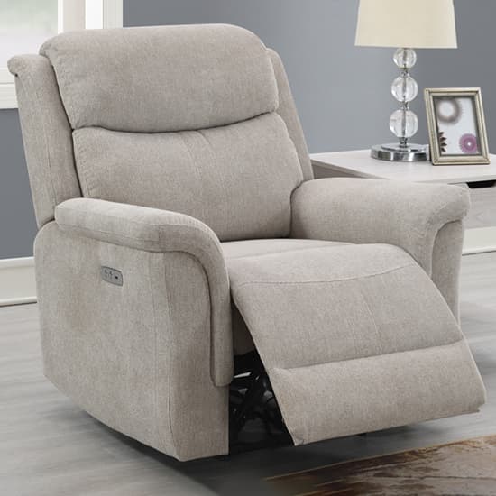 Fiona Fabric Electric Recliner Armchair In Beige Furniture in Fashion