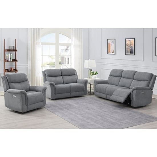 Fiona Fabric Electric Recliner Sofa Suite In Grey_1