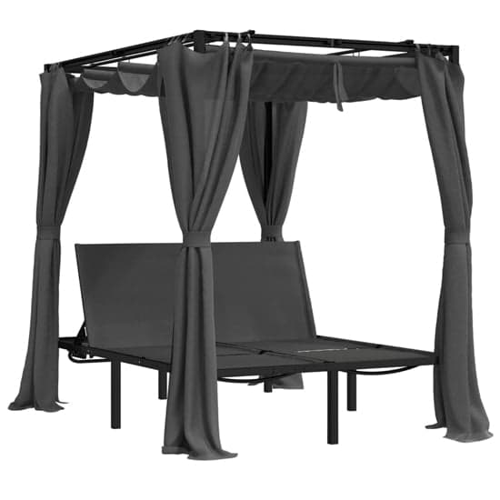 Fiona Steel Double Sun Lounger With Curtains In Anthracite_2